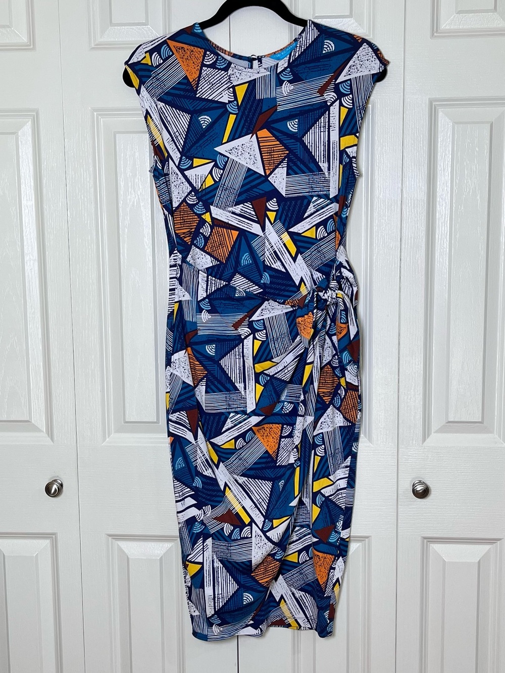 Tori Richard Medium Faux Wrap Midi Dress Abstract Geometric Print Modal Stretch